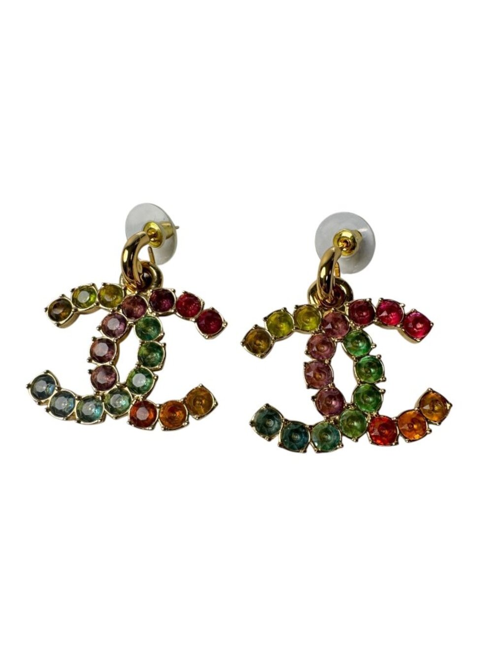 Chanel Cruise Collection CC Logo Color Stone Earrings